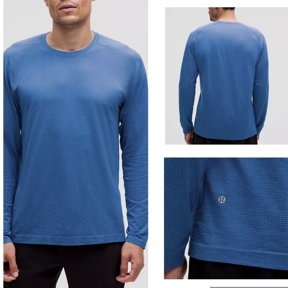 lululemon athletica Men's Long Sleeve Metal Tech Crew in Blue